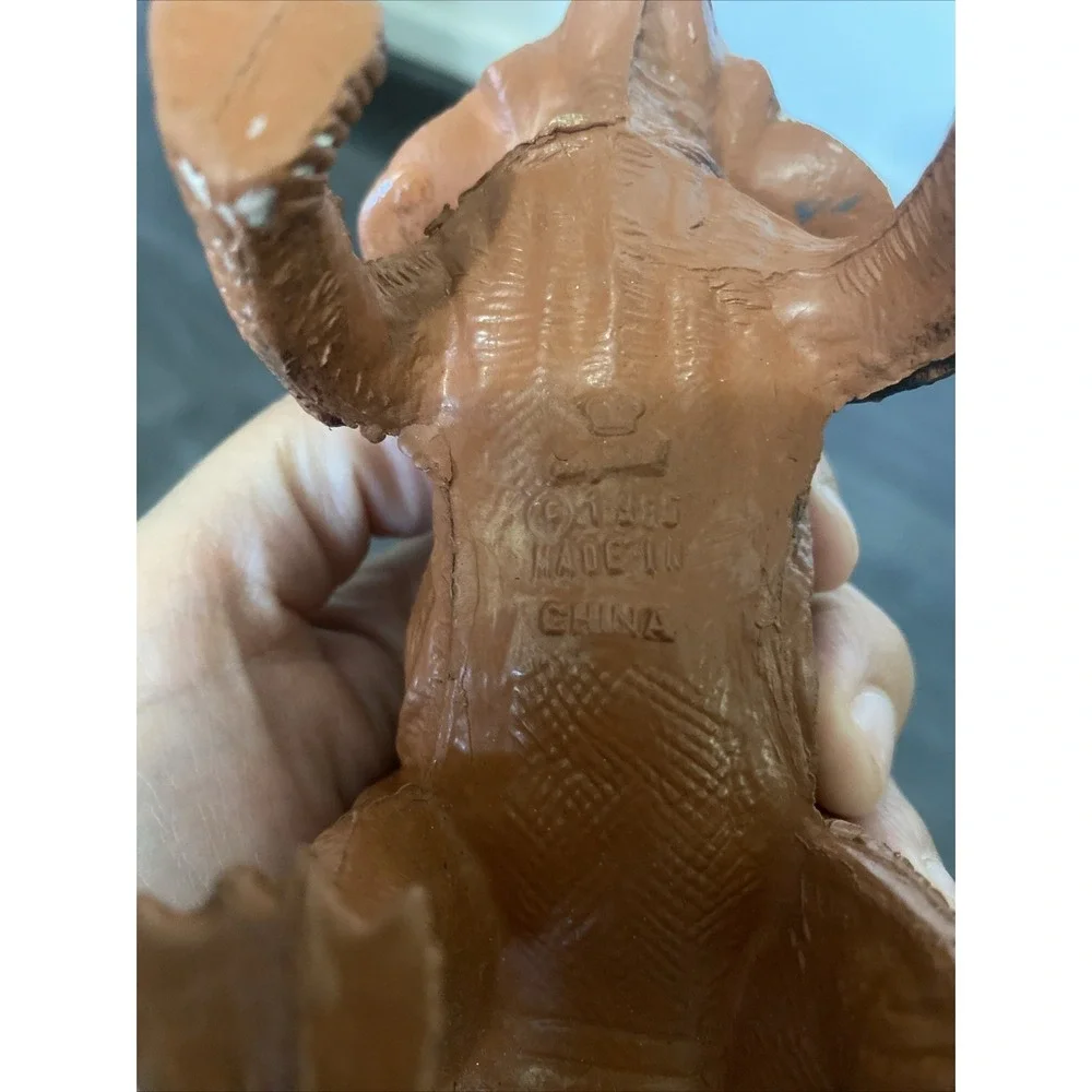 Vintage 1985 Imperial Dinosaur Triceratops Orange & Black